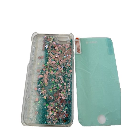 iPhone 6s Hard Case Moving Gel Cover Sparkly + Screen Protector, Blue Turquoise - Picture 6 of 7